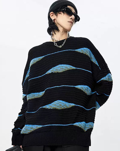 [0-CROWORLD] Wave Water Around Sweater CR0023