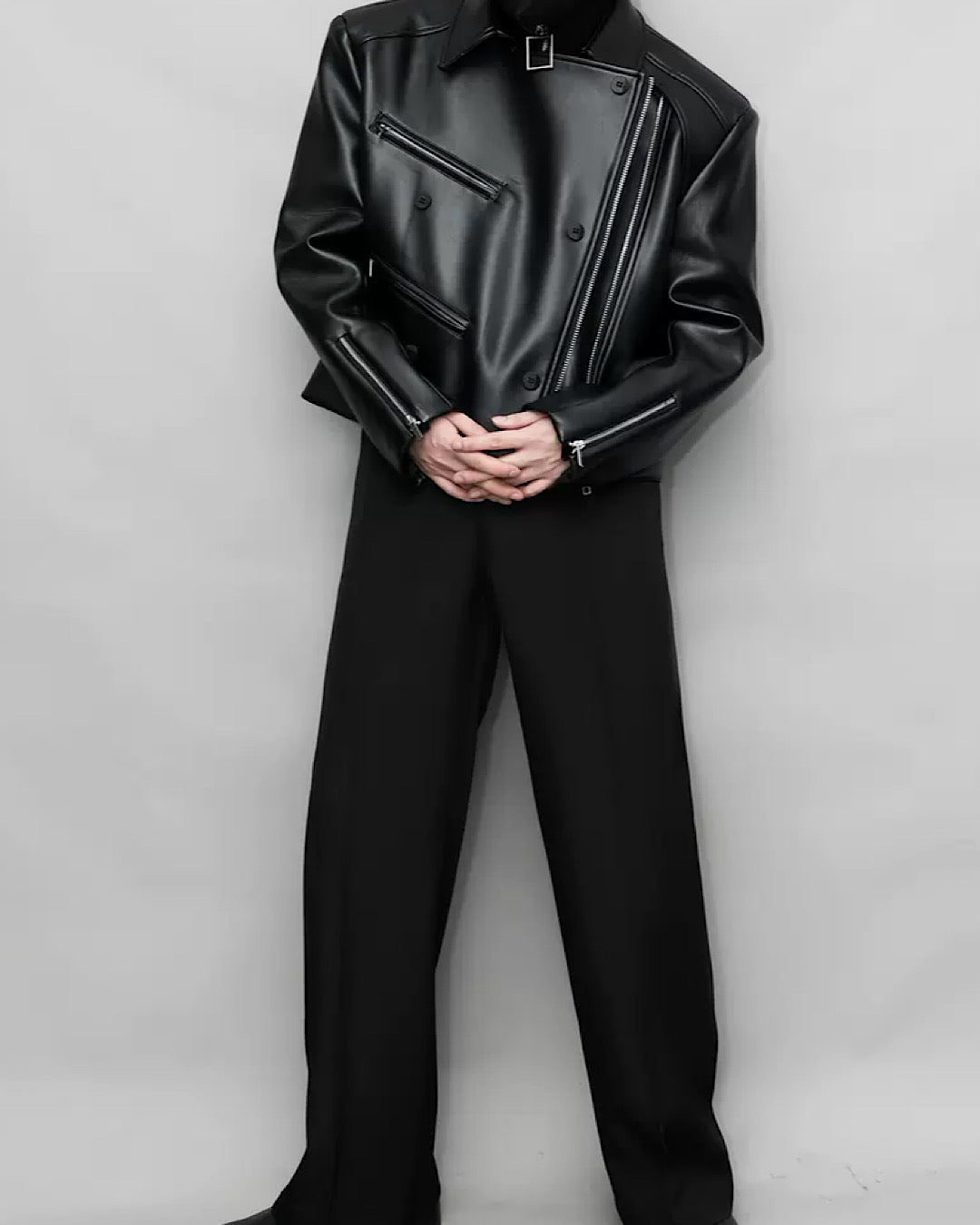 Covered patching leather jacket  HL2832