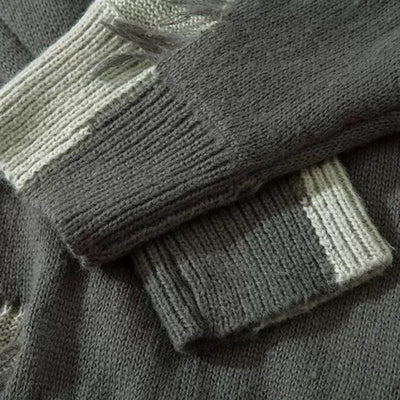 [NIHAOHAO] Doublecolor seam damage knit NH0007