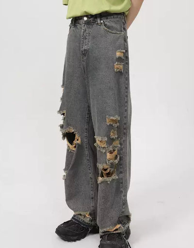 [PLAN1ONE] Dirtyvintage high damage jeans PL0003
