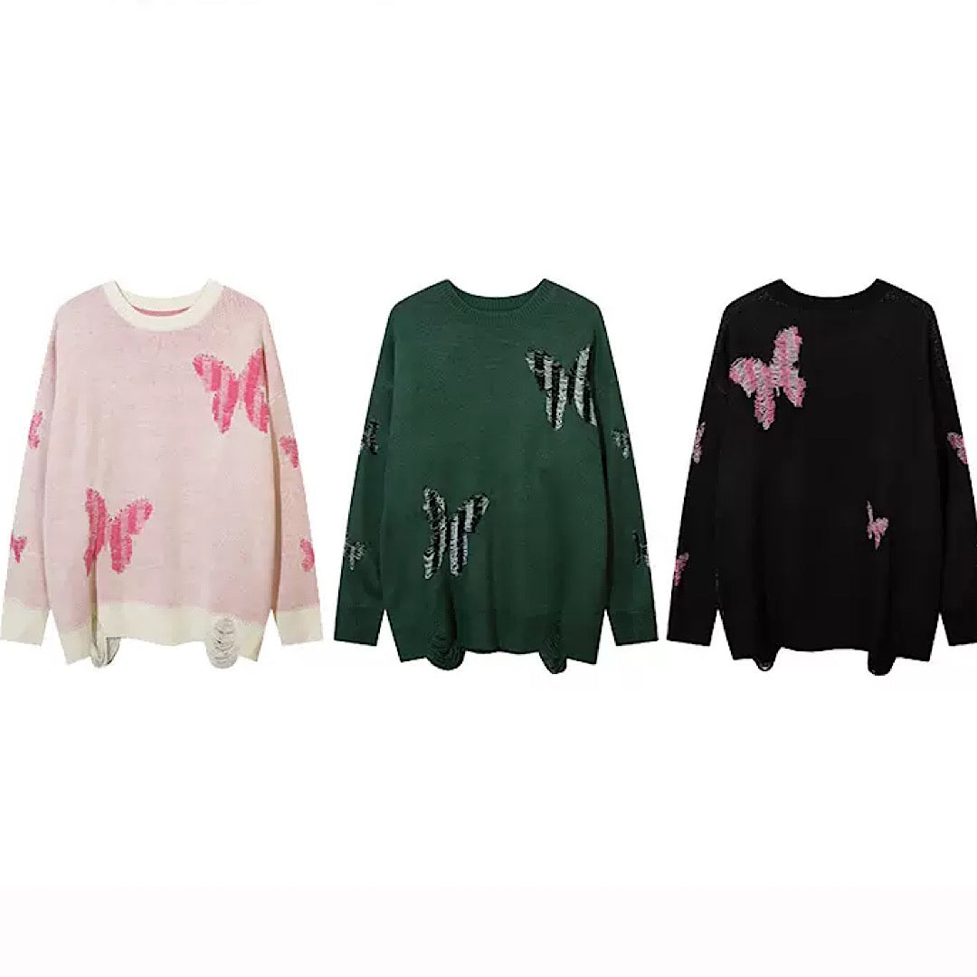 【NIHAOHAO】Colorline frayed damage knit  NH0003