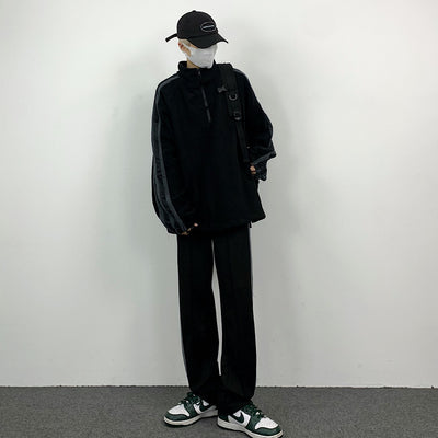 Inverted black half-zip sweater HL2691