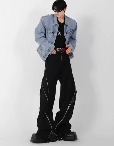 【Culture E】Side doublezipper flared pants  CE0015