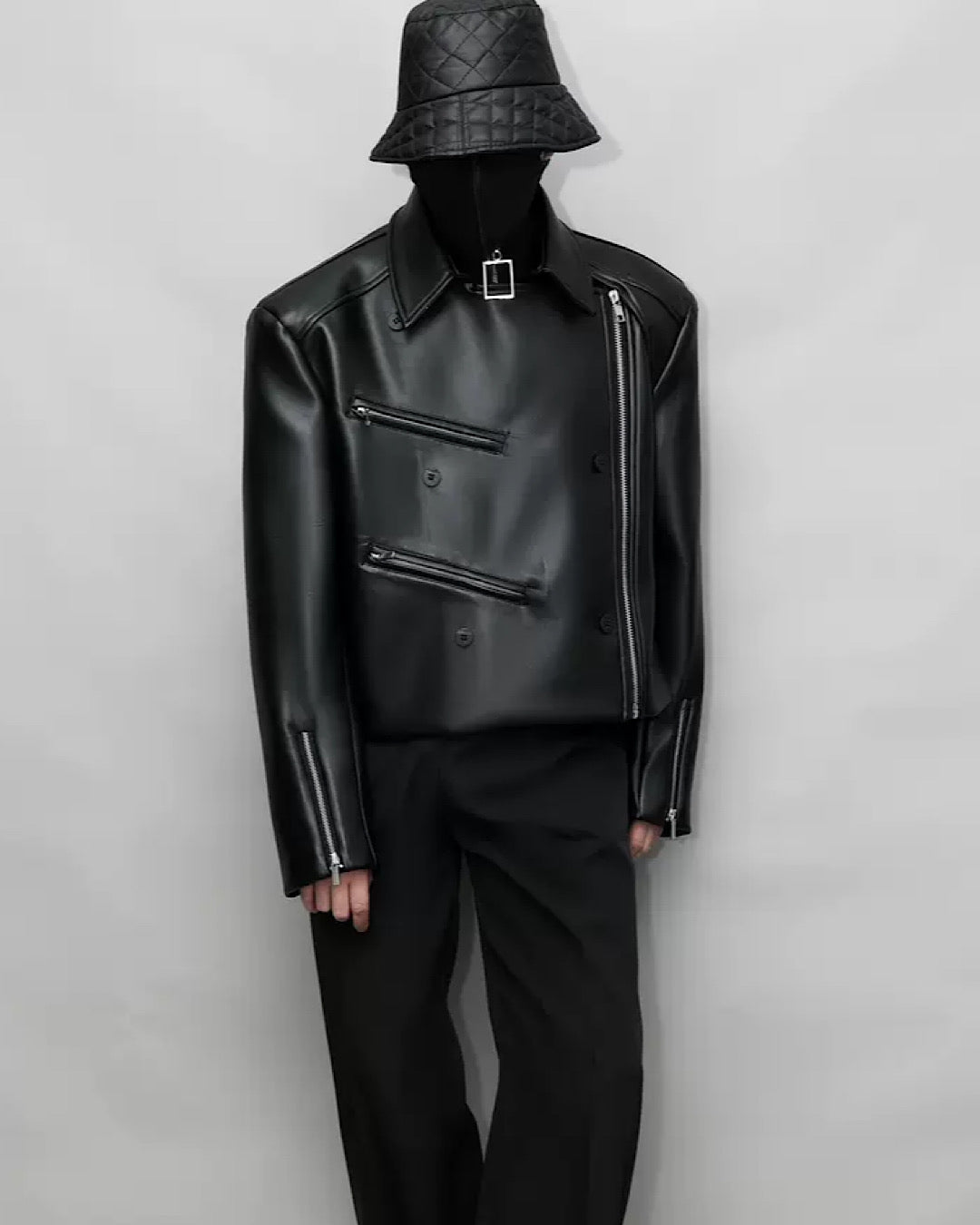 Covered patching leather jacket  HL2832