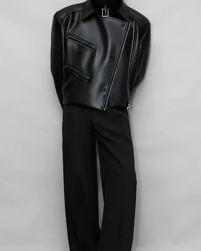 Covered patching leather jacket  HL2832