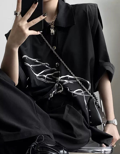 Silver Ouroborosdirt Black Shirt  HL2565