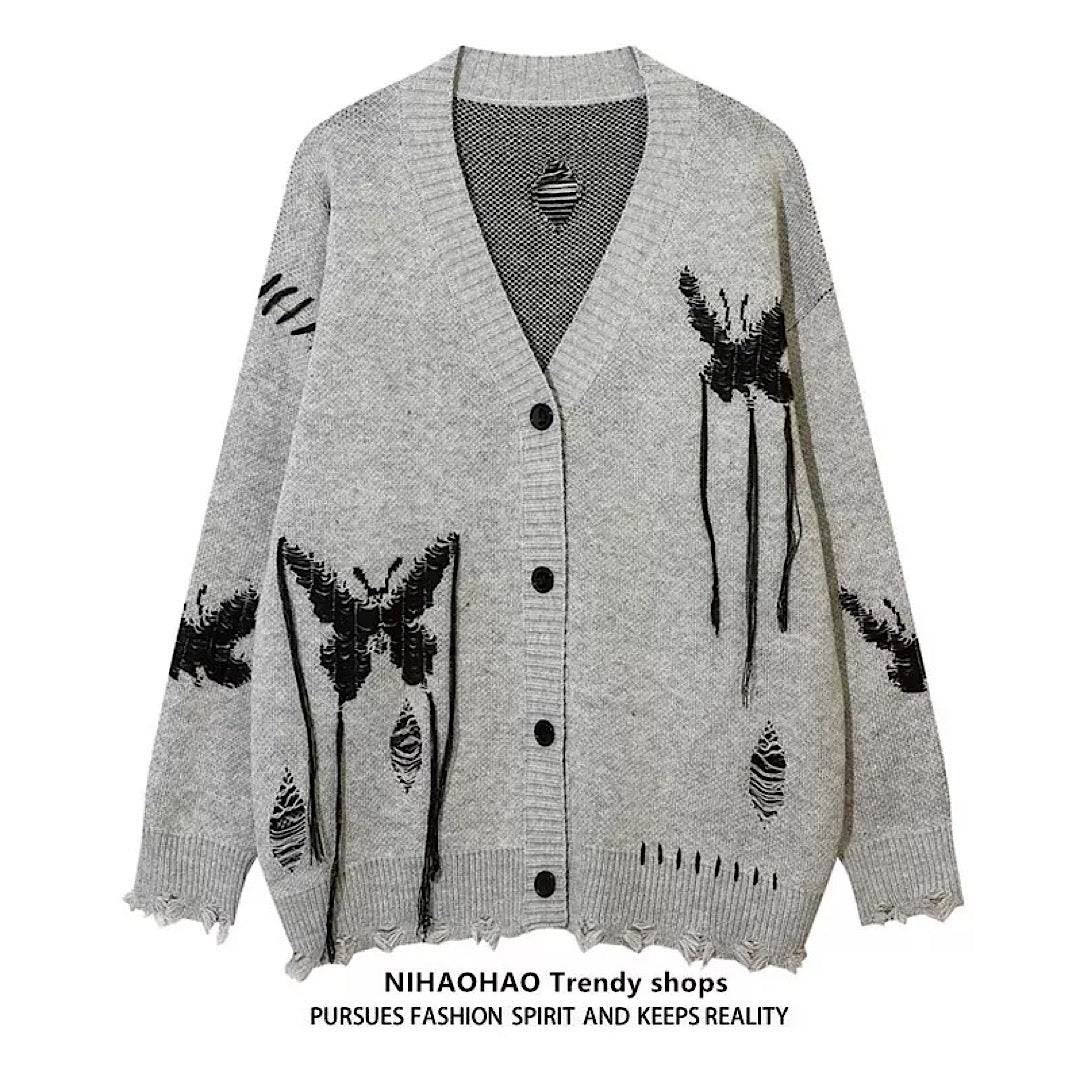 [NIHAOHAO] Butterfly destroyed damage cardigan NH0010