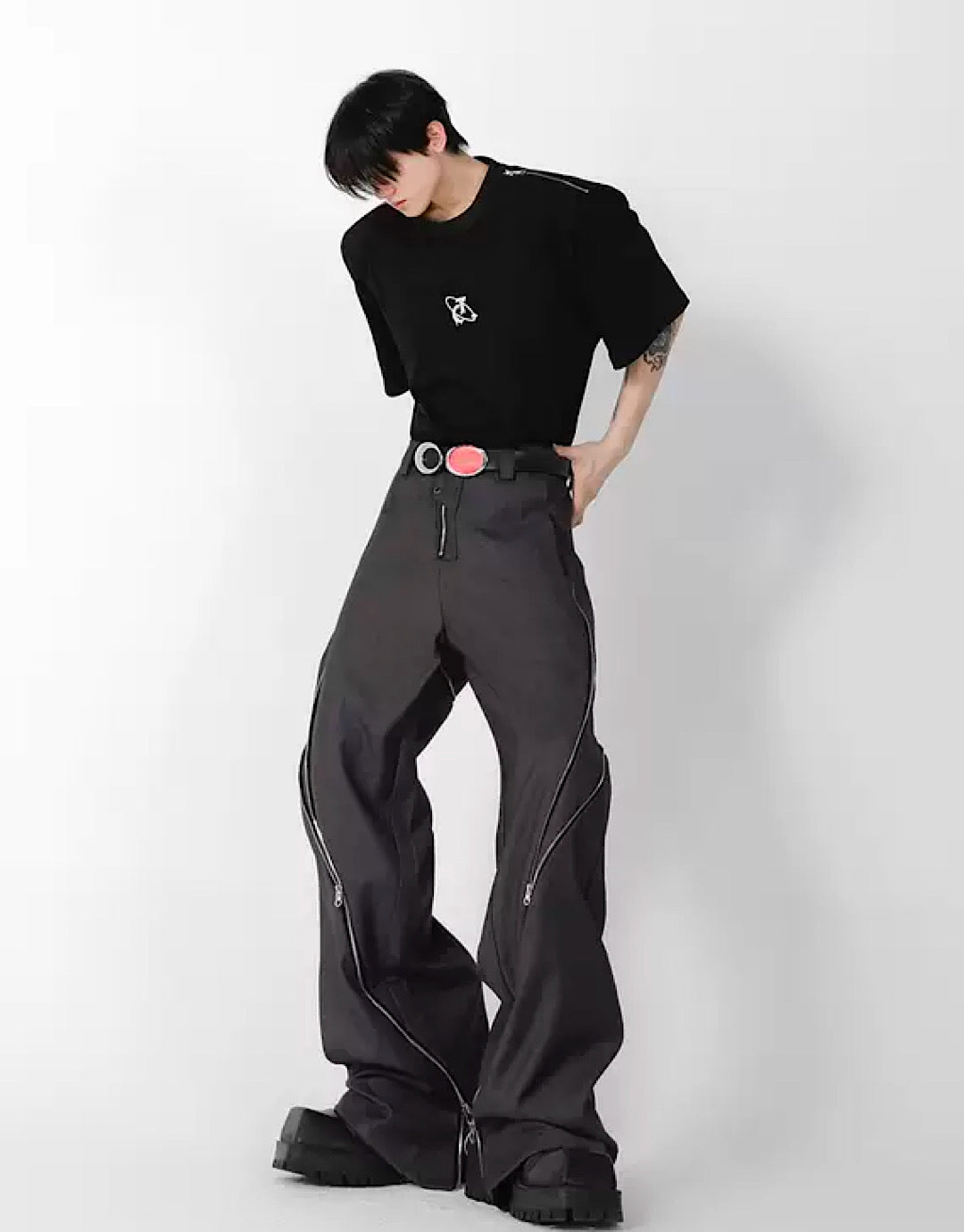 [Culture E] Side doublezipper flared pants CE0015