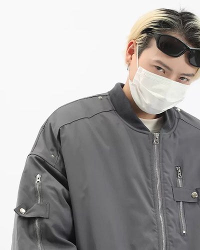 【MAXDSTR】Multiple Zipper Textured Jacket  MD0006