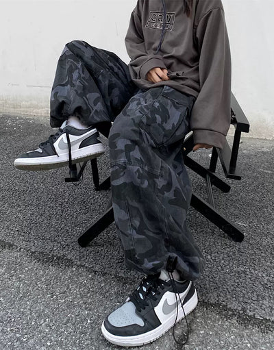 Black camouflage baggy pants  HL2662