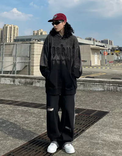 【JEM】Black gradient liji hoodie  JE0006