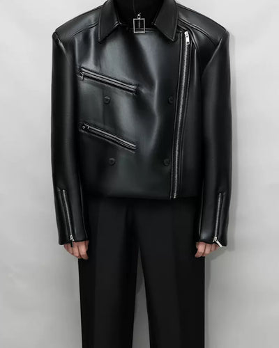 Covered patching leather jacket  HL2832