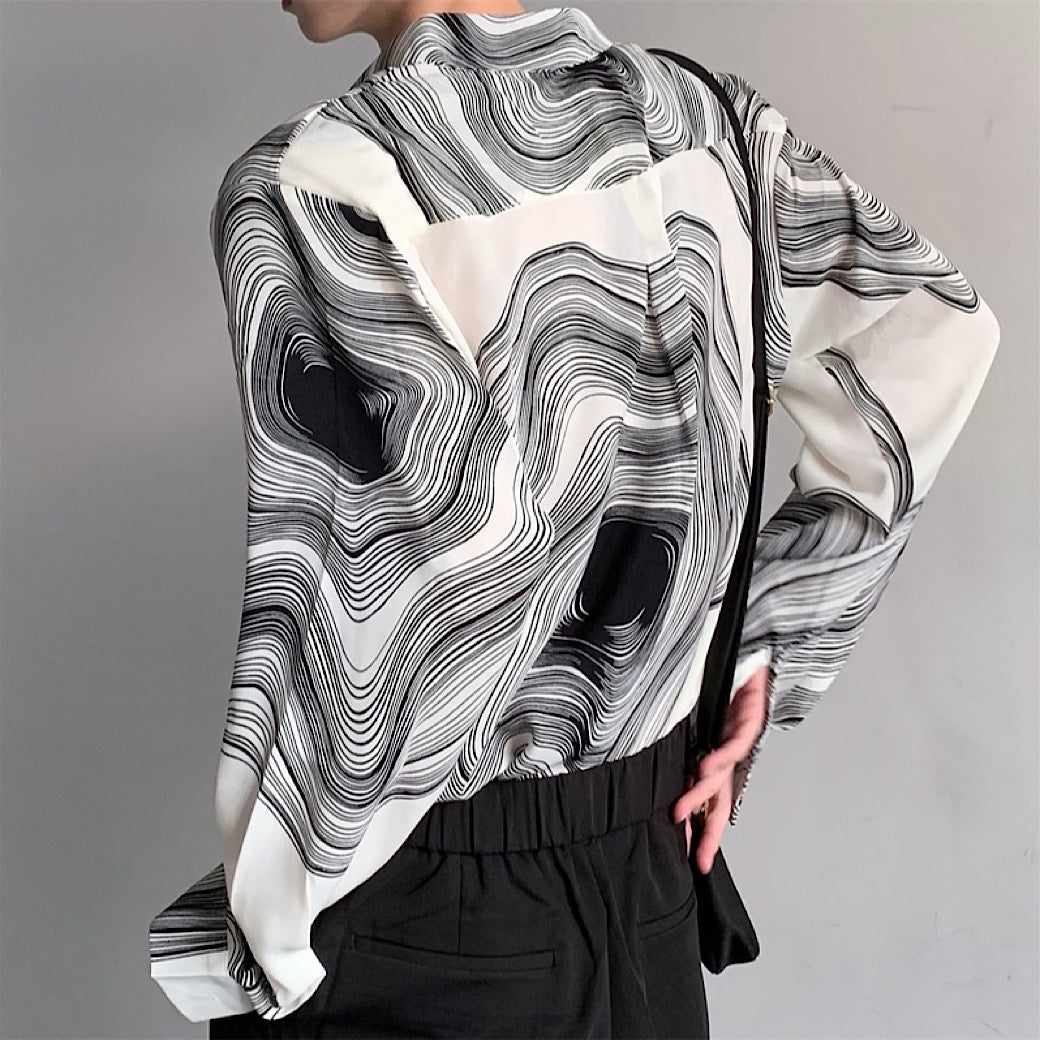 Swirl Monochrome Regular Shirt HL2698