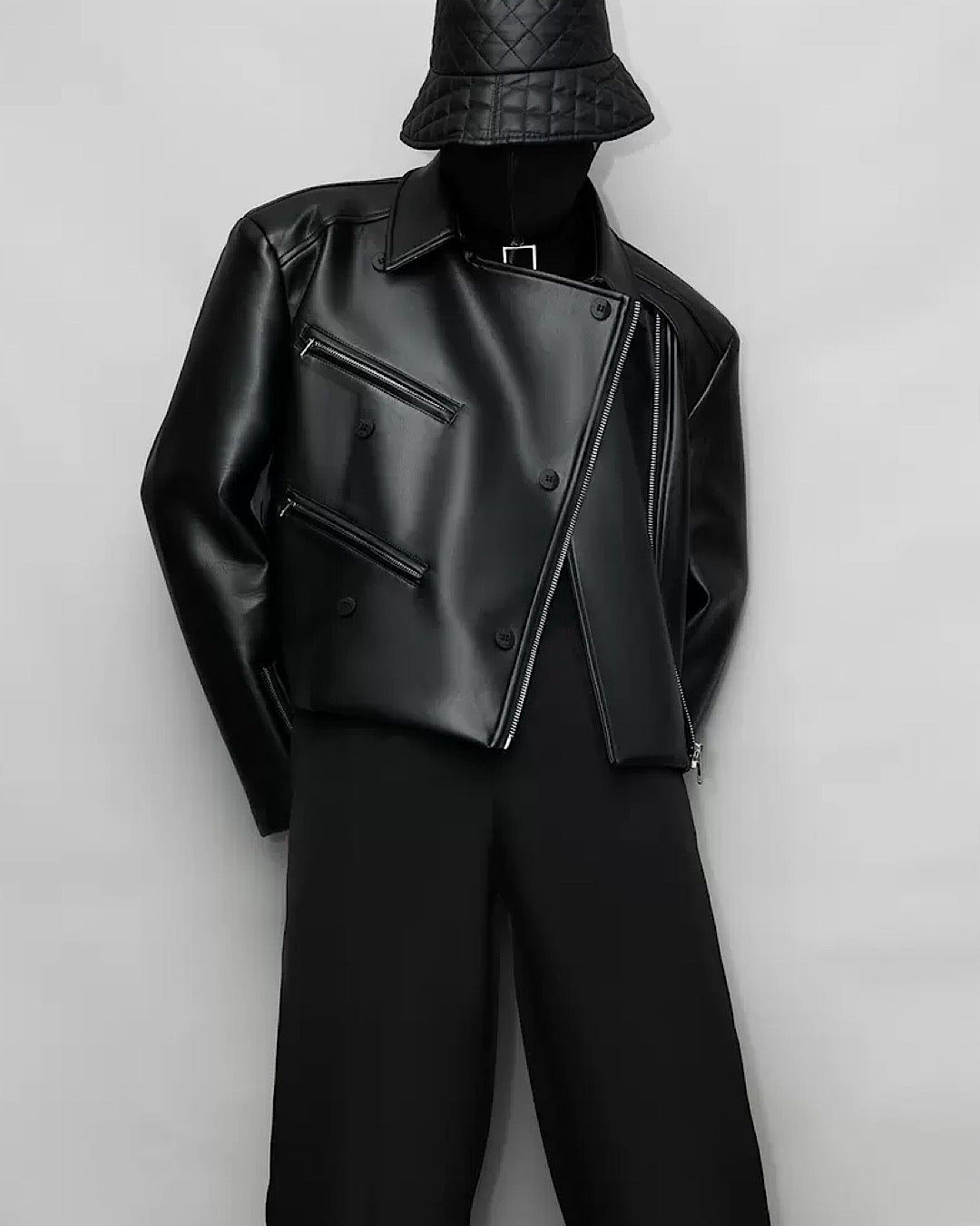Covered patching leather jacket  HL2832