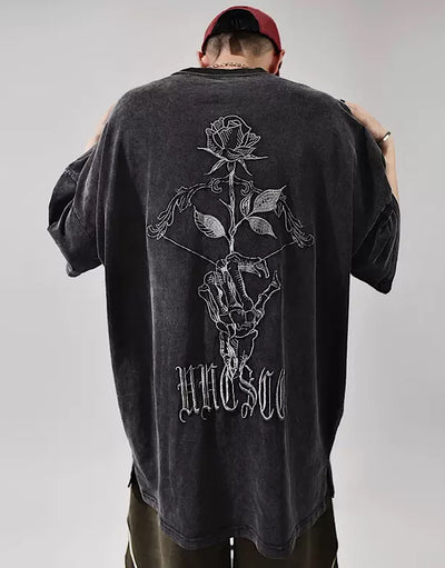 【UUCSCC】Broad rose print T-shirt US0008