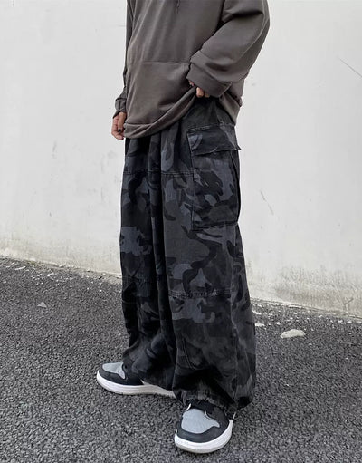 Black camouflage baggy pants HL2662