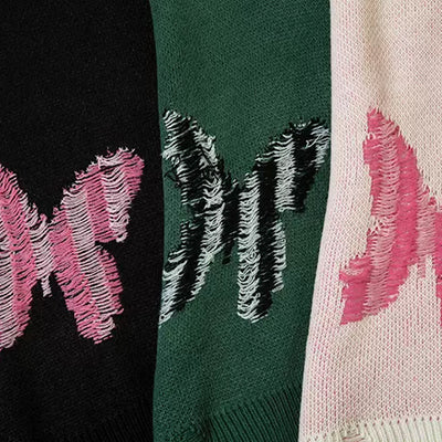【NIHAOHAO】Colorline frayed damage knit  NH0003