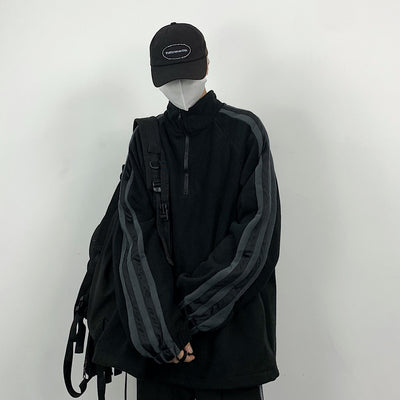Inverted black half-zip sweater HL2691