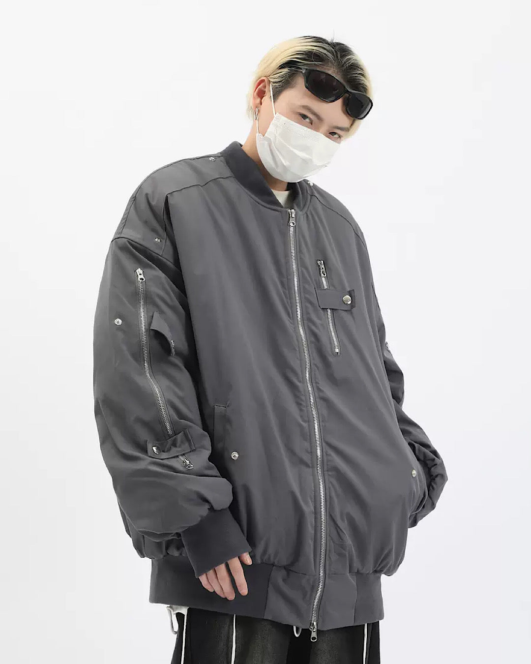 【MAXDSTR】Multiple Zipper Textured Jacket  MD0006