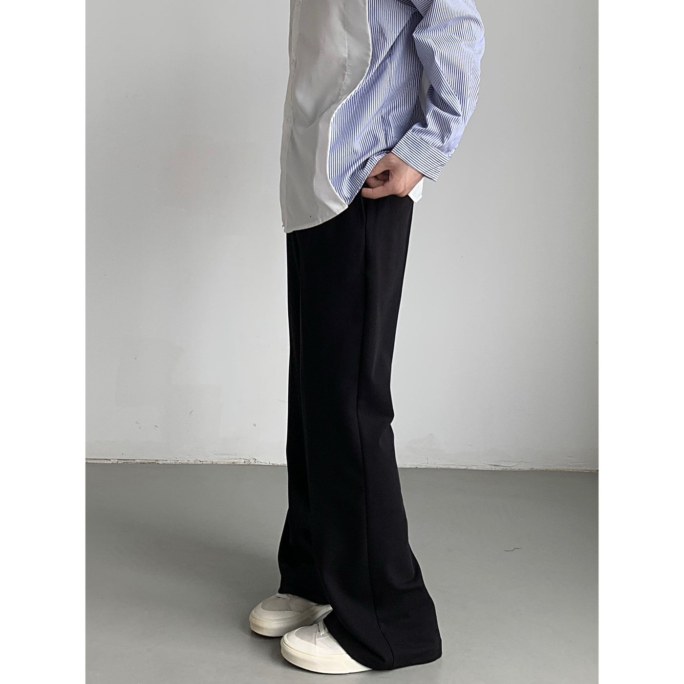 【QUANY】Sharp Silhouette Simple Design Slacks Pants  QU0018