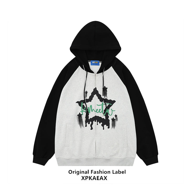 【XPXME】Front star design graphic star hoodie  XP0007