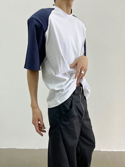 【Yghome】Double type bicolor rooming T-shirt  YH0010