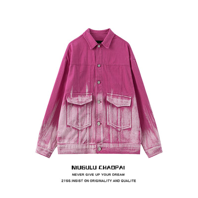【NIUGULU】Washed half frame type design denim jacket  NG0007