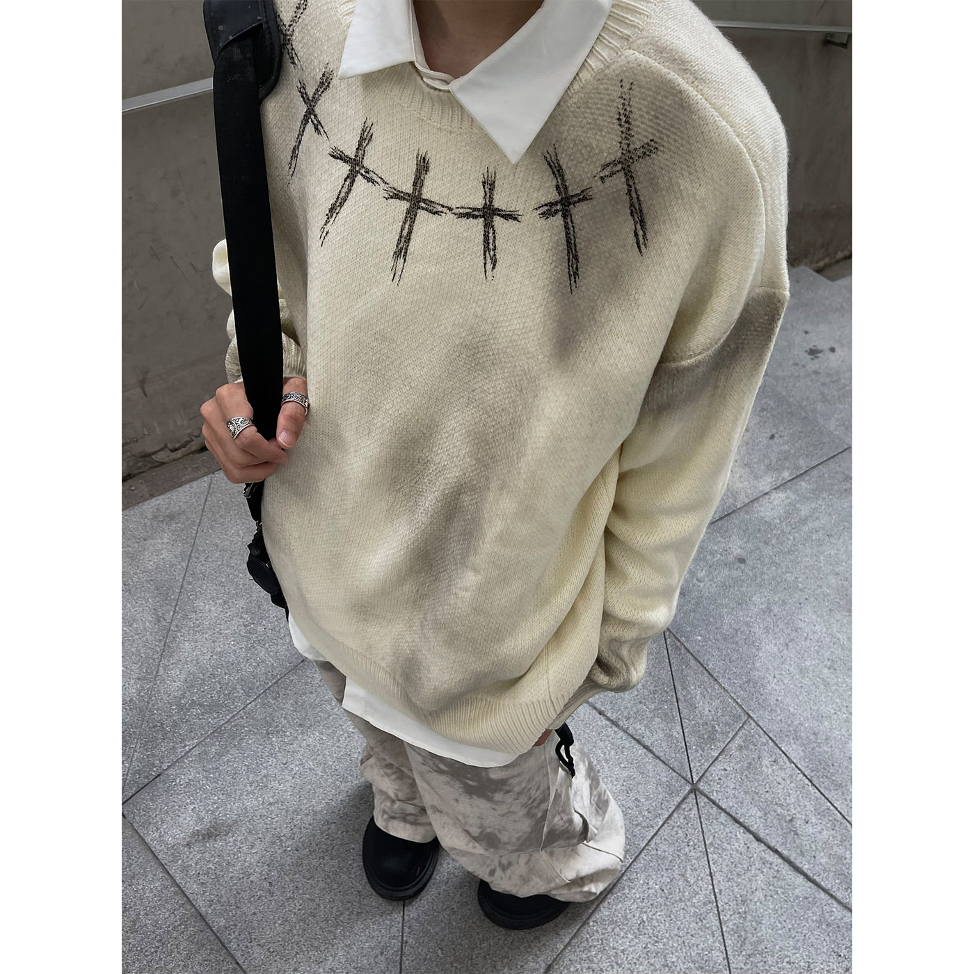 【MAXDSTR】Back over cloth dirty dull knit sweater  MD0081