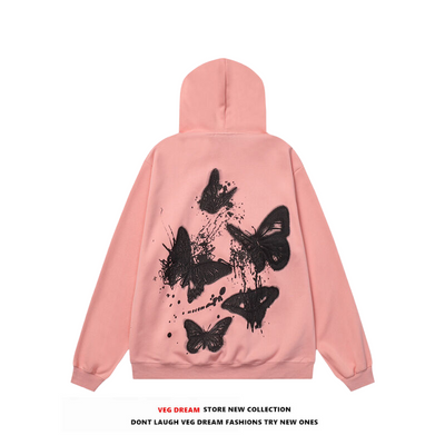 [VEG Dream]Brush up paint butterfly monochrome hoodie VD0215