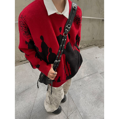 【MAXDSTR】Shadow silhouette double coloring design knit  MD0082