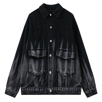 【NIUGULU】Washed half frame type design denim jacket  NG0007