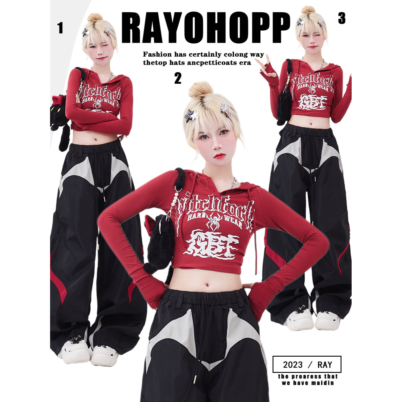 [Rayohopp]Multi-initial logo design short sleeve hoodie RH0044