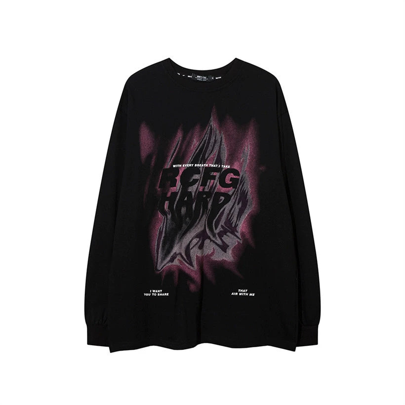 【VEG Dream】Dark flame initial dull design T-shirt  VD0219