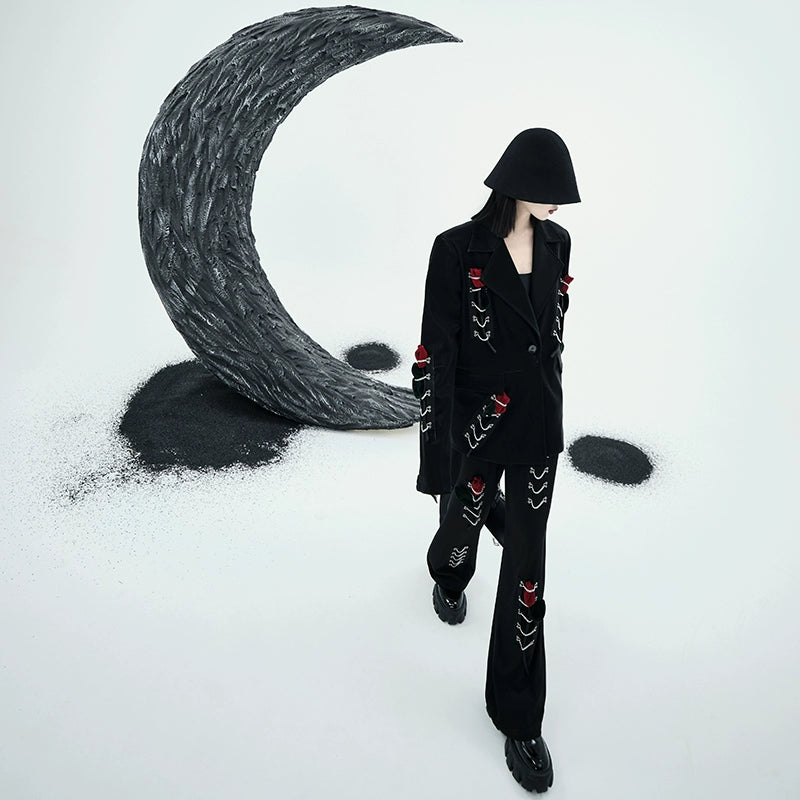 【CHICSKY】Chain suture mode tick subculture straight pants  CH0012