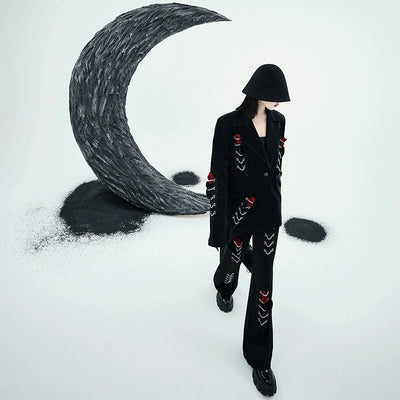 【CHICSKY】Chain suture mode tick subculture straight pants  CH0012