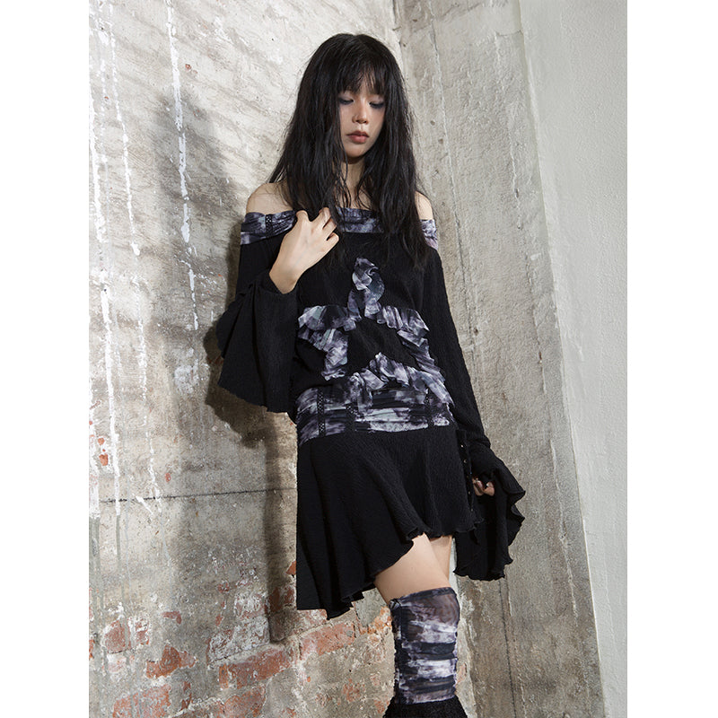 【ARIADNAw】Bypipe Star Frill One Type Cation Off-Shoulder T  AD0002