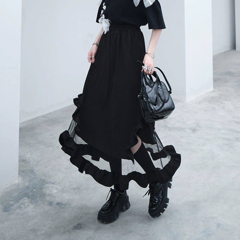 【CHICSKY】Sheer hem material fashionable design skirt  CH0014