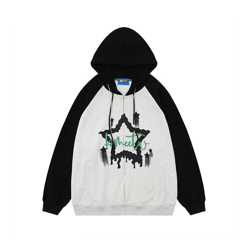 [XPXME] Front star design graphic star hoodie XP0007