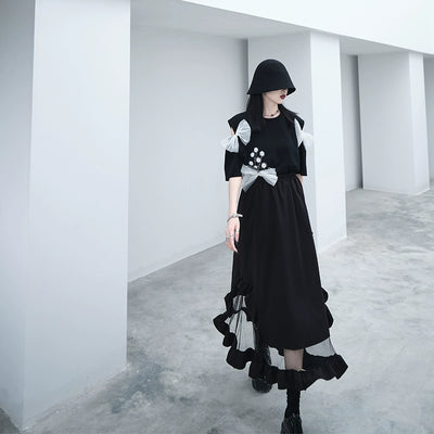 【CHICSKY】Sheer hem material fashionable design skirt  CH0014