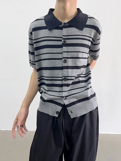 [Yghome] striped border line polo shirt YH0008