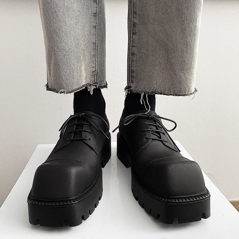 【8/14新作】Three-dimensional silhouette matte design Blacking platform shoes  HL2941