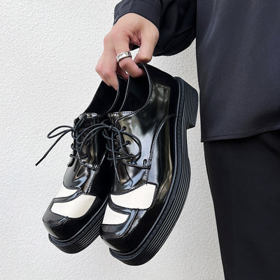 Cube Monochrome Design Glossy Leather Shoes HL2945