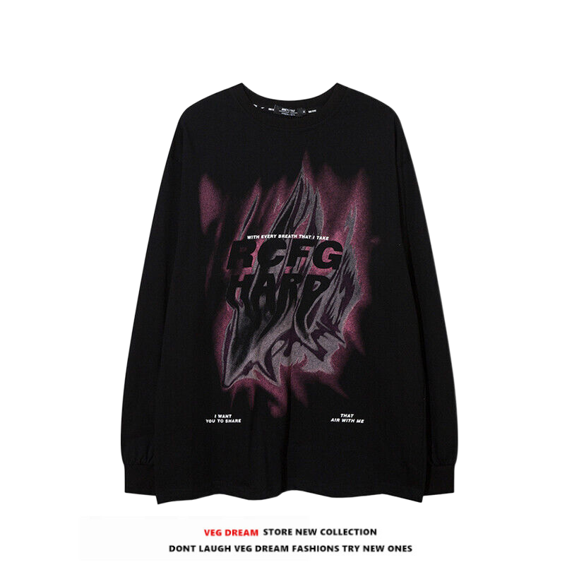 [VEG Dream] Dark flame initial dull design T-shirt VD0219
