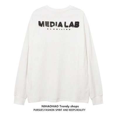 【NIHAOHAO】Monotone Rabbit Design Beast Initial T-shirt  NH0055