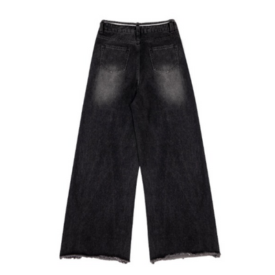 【F383】Washed denim loose flared pants  FT0028