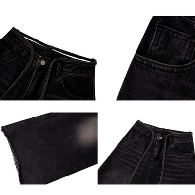 【F383】Washed denim loose flared pants  FT0028
