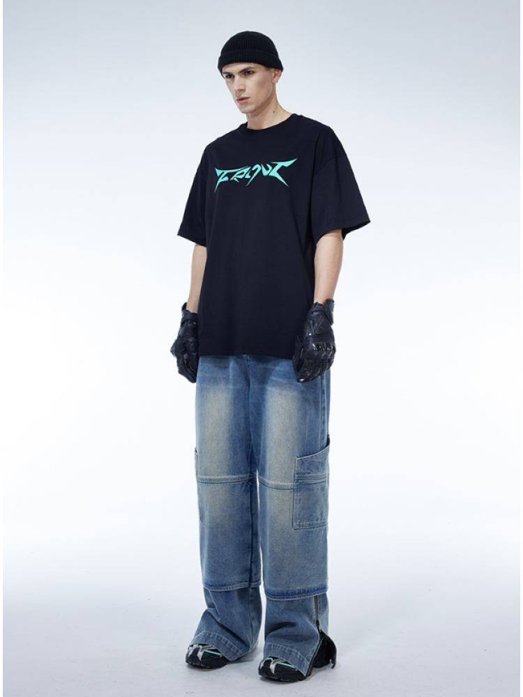 【0-croworld】Fake two-piece design wide pants  CR0027