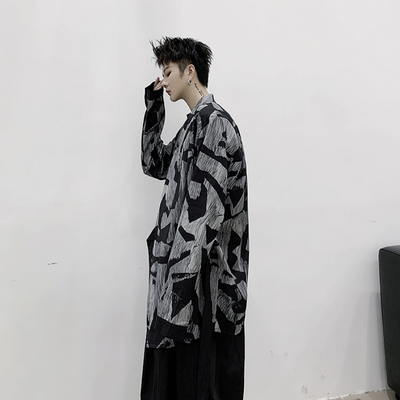 【Mr.city】Kimono collar ribbon long sleeve shirt MC0013