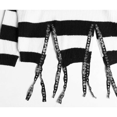 【YUBABY】Belt slit design loose border sweater  YU0010