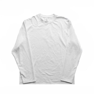 【OURO】Shoulder hole design round neck long sleeve T-shirt  OR0006